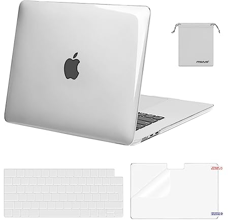 MOSISO Hülle Kompatibel mit MacBook Air 15 Zoll M4 M3 M2 A3241 A3114 A2941 2023 2024 2025,Hartschale Casefür MacBook Air Hülle 15 Zoll&Tastaturschutz&Displayschutz&Lagertasche,Kristallklar