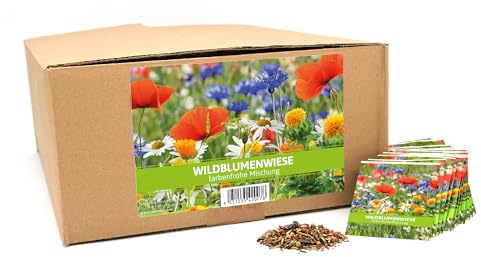 FLORTUS Wildblumenwiese für Gastgeschenke (500 Stück) | Wildblumensamen für Bienen & Insekten als Dankeschön Geschenke & Werbegeschenke