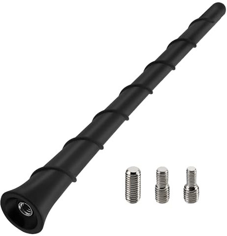 VooGenzek 20cm Mini Antenne Voiture Courte, FM/AM Tige d'antenne de Voiture, Mini Antenne de Voiture Universelle, avec 3 Vis M4/M5/M6, pour la Réception Radio FM/AM