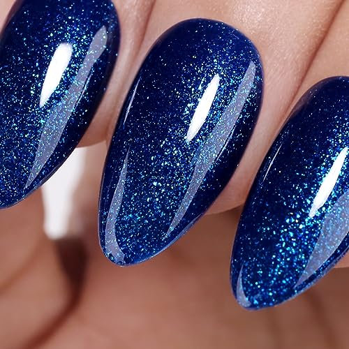 Imtiti Blue Gel Nagellack, Glitter Navy Blue Gel Polish, UV LED Soak Off Gel Polish für Maniküre Salon oder DIY Nail Art zu Hause, 1pcs 15ml