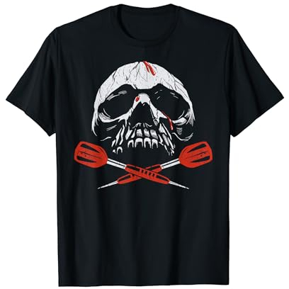 Dart Totenkopf Darts Dartspieler Dartpfeil T-Shirt - Dart Darts Dartspieler Dartsport - Herren - Schwarz - S - Kurzarm - T-Shirt - Sportlich mit Totenkopf-Design - Unique Dart Design