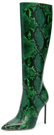 woileRQ Tacchi Sottili Unisex Green con Punta di Piedi Stivali Estivi Lunghi Stivali da Donna Tacchi Alti Alti da Donna,Verde,39 EU