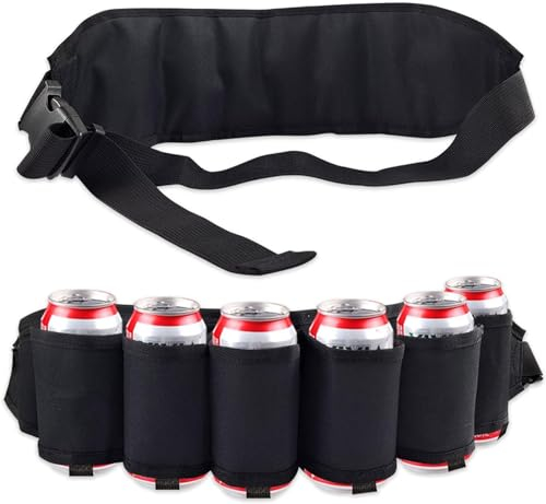Callstick 6 Pack Tragbare Flasche Taille Gürtel Tasche Wein Flaschen Getränke Dosen Halter, Schwarz