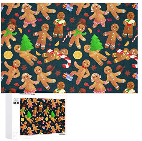 Christmas Cookies Gingerbread Man Jigsaw Puzzle for Adults Wooden Puzzle Funny Leisure Toy Gifts for Family Friends 1000 PCS