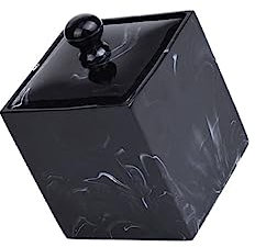 STOBAZA 1pezzi Porta Cotton Fioc Resina Design Marmo Moderno Con Coperchio Per Organizzazione Accessori Casa Nero Inchiostro