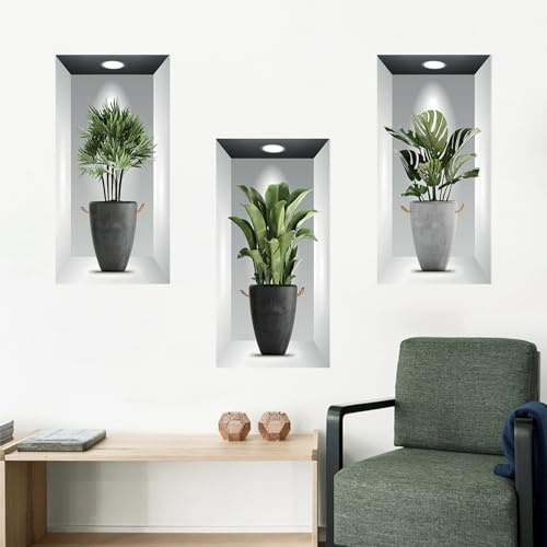 Tanlaby 3D Plantas Pegatinas Pared Realistas Vinilo Pared Autoadhesivas | Autoadhesivas Y Autoadhesivo Removible Vinilos Decorativos para Dormitorio Salón Oficina Sofá Fondo
