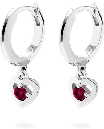 JETTE Damen-Creolen 925er Silber, recycelt 2 Rubin One Size 88970705