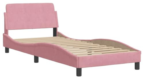 vidaXL Bettgestell mit Kopfteil Dover Rosa 90x200 cm Samt