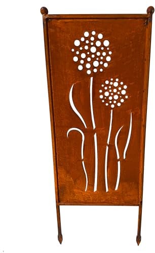 Schild Gartenschild Edelrost Rost zum Einstecken rostige Gartendeko Blumen Blüten Pusteblume Dekoration Beetstecker Gartenstecker Sichtschutz