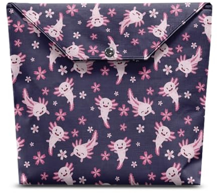 Chririnla Axolotls Buchhülle, niedliches Blumenmuster, leicht, Buchschutz, Schulbedarf für Mädchen und Kinder