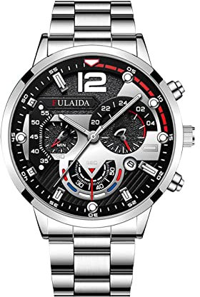 Montre Mécanique et Digitale Homme avec Chronomètre, Chronographe, Bracelet en Acier Inoxydable
