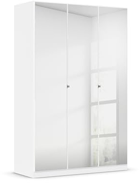 Rauch Möbel Reflect, Kleiderschrank, Farbe Weiß, Breite 136 cm | Schrank, 3-türig, mit Spiegel, Zubehör Premium, für Schlafzimmer, Kinderzimmer, Studentenwohnung, Garderobe, Flur