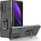 YOUULAR Folding Mobile Phone Case for Samsung Galaxy Z Fold 2 5G Metal Ring Holder, [Support Car Holder] UV Oily Spray Paint Shockproof Protective Phone Cover for Samsung Z Fold2 Military Cases Black