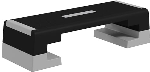 SPORTNOW Stepper ad Altezza Regolabile con Gradini Rimovibili e Fondo Antiscivolo, Step Aerobica in ABS, 97x36x15/20/25 cm, Grigio