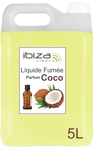 Ibiza - Nebelflüssigkeit – Kanister mit 5 Liter Flüssigkeit Ibiza Light SMOKE5L-N für Nebelmaschine – Parfümflasche COCONUT Kokosnuss