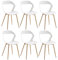 JZGORC Lot de 6 Chaises de Salle à Manger Nordiques, Chaises de Cuisine, avec Pieds de Chaise en Métal, Grand Design de Dossier évidé, idéal pour Salon, Salle de Détente -Blanc + Bois