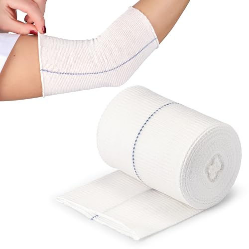 Rocialle Healthcare Elastic Bandage Roll - Viscose Tubular Dressing 5m x 7.5cm - Soft, Strong, 2-Way Stretch for Easy Application