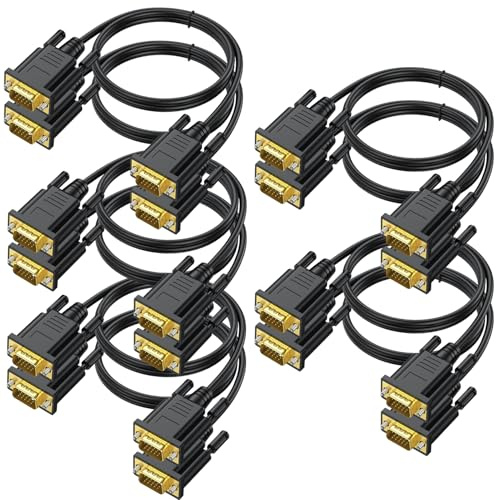 UVOOI VGA Cables 6FT 10-Pack,VGA Monitor Computer Cord Male to Male 1080P@60Hz Full HD 15 pin Shielded Cord for Computer Monitor PC Laptops TV Projectors and More