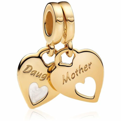 MSPOVOF Doppeltes Herz, geteilter Armreif Charms Bead für Armbänder und Halsketten 925 Sterling Silber für Halloween Geburtstag Weihnachten Mutter Frauen Schmuck Geschenk
