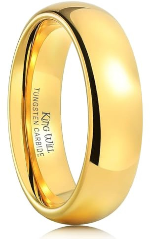 King Will GLORY Herren 4mm/6mm/8mm Wolframkarbid Ring Ehering - Gold/Roségold plattiert, hochglanzpoliert, komfortabel, gewölbt
