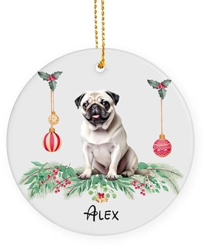 Keramik Weihnachtsdekoration Mops Weihnachten Deko Anhänger Coole Weihnachtsdeko Runde Weihnachten Baum Hängen Anhänger Für Haus Party Souvenir