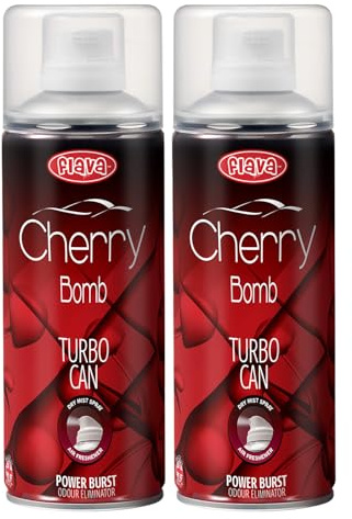 Lost Cherry Couture Car Air Freshener Spray Turbo Can – Strong, Long Lasting Odour Eliminating Air Freshener Spray – Cherry Scented Air Freshener Car Accessories for Men and Women - 400ml, 2 Pack