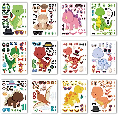24 Stück Dinosaurier Aufkleber für Kinder Geburtstagsfeier Goodie Bags Stuffers Kinder Dinosaurier Party Gastgeschenke Austausch Geschenke