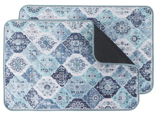 IEUUMLER 2 Stück Welpenunterlagen Waschbar für Hunde, Wiederverwendbar und Schnell Absorbierend PIPI Matten Trainingseinlagen für Laufstall/Autositz/Sofa EU011 (Blau, 60x60cm-2pcs)
