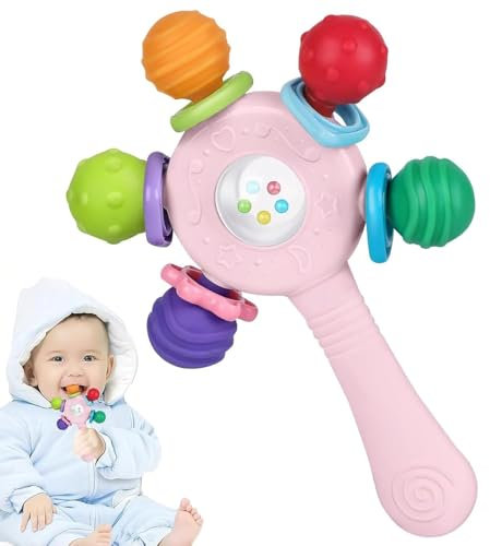 Lebensmittel - Qualität Baby Beißringe Zahnring - BPA - frei, Würgerecht - Design, Griffstärkung, geeignet für Hörentwicklung und Zähneentwicklung, ideal für Babys im Alter von 0-36 Monaten (Rosa)