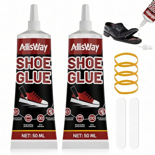 Allisway Schuhkleber Extra Stark Wasserfest, 50ml*2 Kleber Schuhsohle Shoe Glue für Schuhsohlen Reparatur, Geeignet für Die Reparatur Von Rissigen, Abgenutzten Sportschuhe Stiefeln Freizeitschuhen (A)