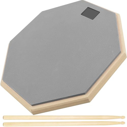 CHSG Drum Practice Pad, 12 Inch Silent Drum Practice Pad mit 1Paar Drum Sticks, Practice Pads, Drum Practice Pad Kit, einseitige Drum Pads, für die Praxis Drumming - Grau