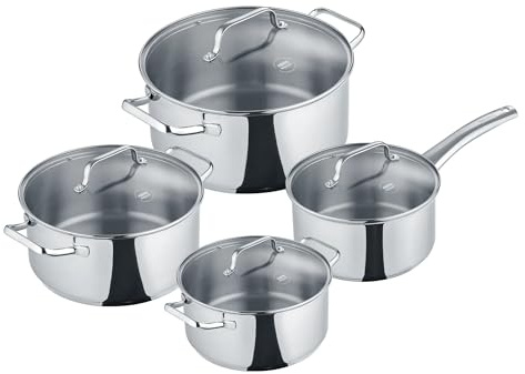 Berndes B.Urban 4‑teiliger Edelstahl‑Kochtopfset, poliert – Induktion, allherdtauglich, backofenfest, ergonomische Griffe, langlebig & spülmaschinenfest, Profi‑Qualität für Alltag & Feinschmecker