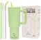 Premium 1200ML Tumbler with Handle and Straw Lid Double Insulated Cup Reusable Stainless Steel Water Bottle Leak Proof Mug Cupholder for Gym, Travelling (Green)