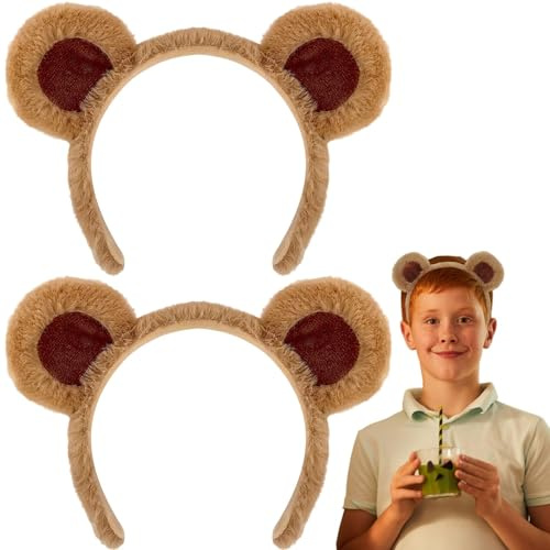 Bär Ohren Haarreif, Bar Stirnband, Bären Haarreifen, Bear Haarband, Bärenohr Stirnbänder, Tier Kopfbedeckung Bär Kostüm Zubehör für Halloween Kinder Erwachsene Dekoration Cosplay Ostern Party