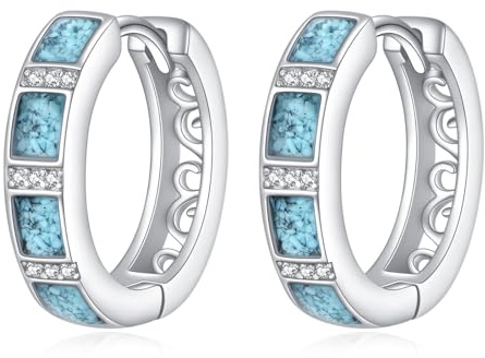 Türkis-Hoop-Ohrringe aus 925 Sterling Silber, filigrane Zirkonia-Ohrringe, Türkis-Schmuckgeschenke für Frauen und Liebhaber.