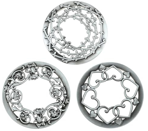 Hicello Kerzendeckel aus Metall, Antik-Silber, hilft Kerzengläser gleichmäßig zu Brennen, Kerzenzubehör, Illuma-Deckel für Glaskerzen, 3 Stück（Weidenbäume, kleine Blumen, Herzen）