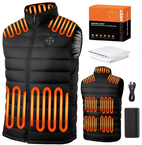 Beheizbare Weste, Heizweste Herren Damen mit 20000 mAh Akku Powerbank, Heizjacke wärmeweste mit 9 Heizzonen,Beheizte Weste Jacke Kleidung Fleece für Winter Outdoor Aktivitäten,Geschenk für Weihnachten