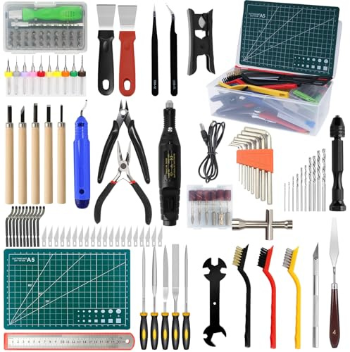 3D Drucker Werkzeug Set 154 Stück Modellbau Werkzeug Set Inklusive Reinigungs-, Polier-, Demontagewerkzeuge, Pinzetten und Zangen 3D Drucker Zubehör