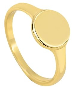 ANAZOZ Rings for Wedding for Women Simple Polished Round, 18 K Gold Wedding Band Ring for Women, Gold, Size R 1/2