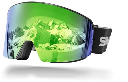 SCHNORR Skibrille mit magnetischer Glaswechselfunktion Full REVO, Anti-Fog, UV400 Skibrille Männer, Ski Brille Frauen, Snowboardbrille, schlechtes Wetter, Schibrille, Skiing Goggles