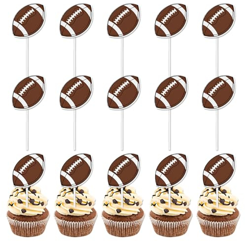 48 Stück Sport Kuchen Dekoration Rugby Cupcake,THETAG Sport Themed Party Dekoration Rugby Muffin Deko Tortenaufleger Geburtstagsfeier Cupcake Dekoration Für Sportler Periphere Aktivitäten Dekoration
