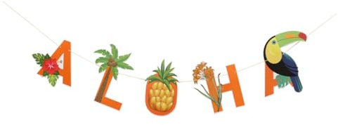 ZUNOXAZ Hawaii Partybanner 18m Wimpelkette aus Papier Bunte Strandparty Dekoration für Innen und Außenbereich