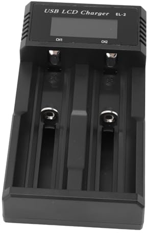 Alomejor Multiple Guard-Akkuladegerät für 10440-26650 3,7-V-Lithiumbatterie, Kompakt und Tragbar mit LCD-Display für Einfache Überwachung