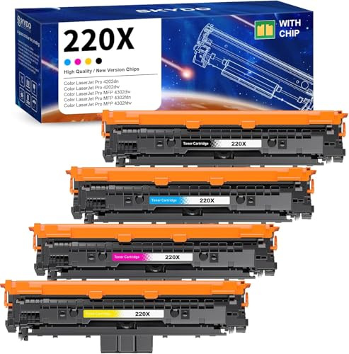 Skydo 220X Toner Kompatibel für H P 220X 220A Toner Ersatz für Color LaserJet Pro MFP 4302dw 4302fdw 4302fdn 4202dn 4202dw, Tonerkartusche W2200X W2201X W2202X W2203X