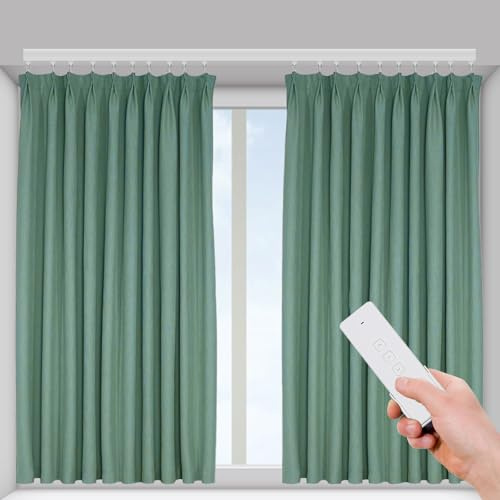 Smart Elektrische Vorhangschiene, Motorisierte Vorhänge Schiene mit App & Fernbedienung, Automatic Curtain Opener mit Timer, WiFi Sprachsteuerung für DIY, Anwenden 2.16-4.2m, Deckenmontage, bis 40kg