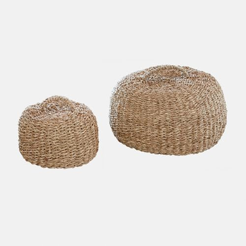 LOBERON Abdeckhaube 2er Set Sauvrelle, braun | zwei Größen - Handgeflochten - Luftdurchlässig - Tischaccessoires - Küchenutensilien - Seegras