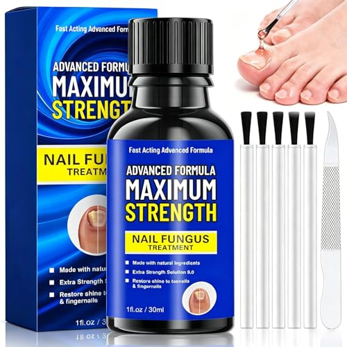 Fungal Nail Treatment Extra Strong Nail Fungus Treatment for Toenail & Fingernails, Fungal Nail Care Kit for Thick, Discoloured, Brittle Nails, with Brush & File, Restores Healthy Nails, 30ml