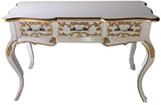 Kunibert Barock Louis Seize Renaissance Rokoko Sekretär Farbe:weiß mit Gold Schreibtisch Schminktisch Länge122xHöhe79xBreite51cm Nr.4