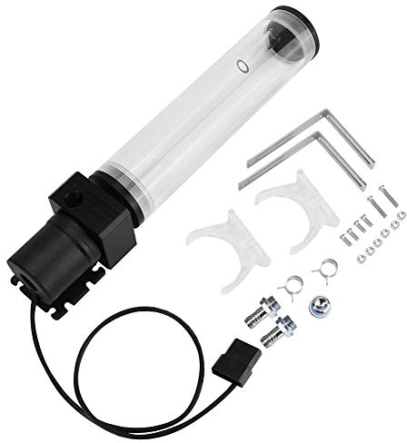 Serbatoio Acqua con Pompa per PC, 12V 800L / H Acrilico Watercooling Pompe di Raffreddamento Liquido PC, G1 / 4 Pompa Acqua Impermeabili fai da te 19W(210mm)