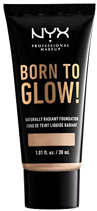 NYX Professional Makeup Fond de Teint Éclat Born to Glow, Fini Éclatant, Couvrance Moyenne Modulable, Formule Vegan, Teinte : Alabaster